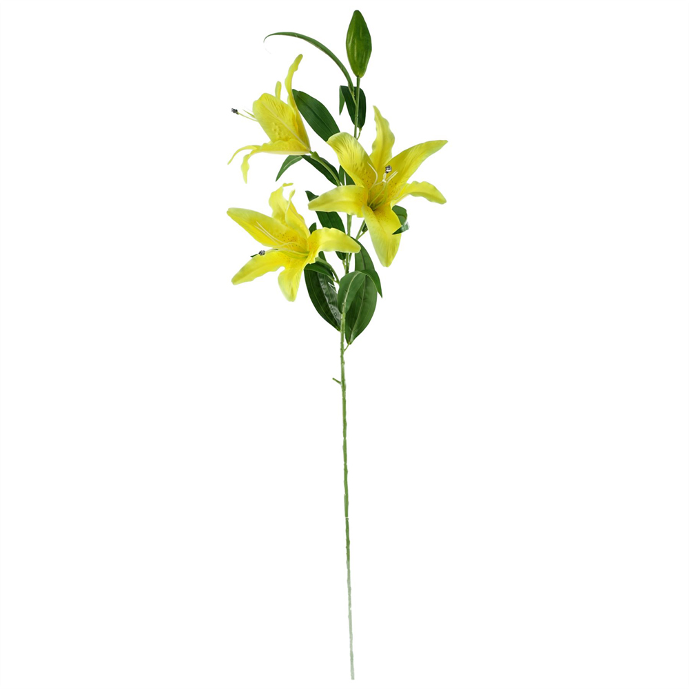 Leaf Large Yellow Lily Single Stem Artificial Flower 3.3ft 6 Pack Image 2