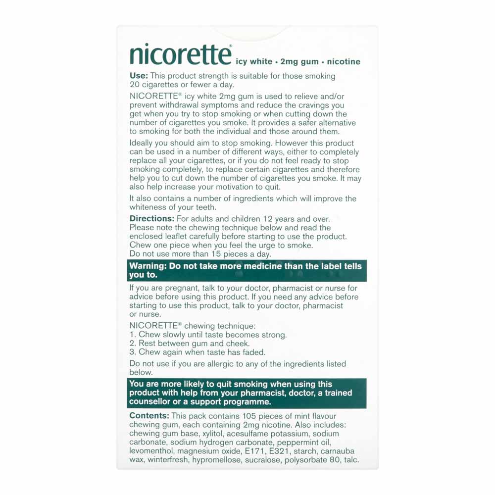 Nicorette Icy White Chewing Gum 2mg 105 pieces Image 2