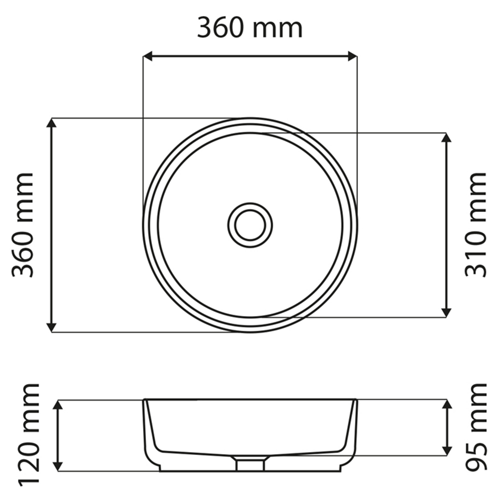 Limoge 7844 Cement Ceramic Vert Round Countertop Basin 35cm Image 3