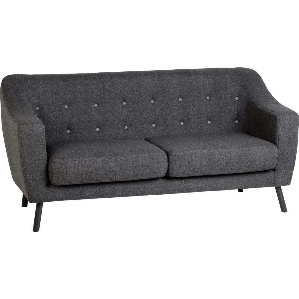 Seconique Ashley 3 Seater Dark Grey Buttoned Fabric Sofa Image 2