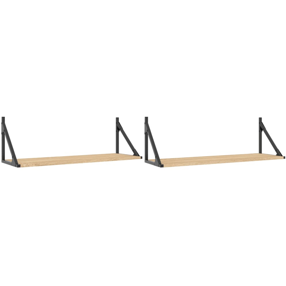 vidaXL 80 x 25 x 25.5cm Set of 2 Sonoma Oak Wall Shelf Image 1