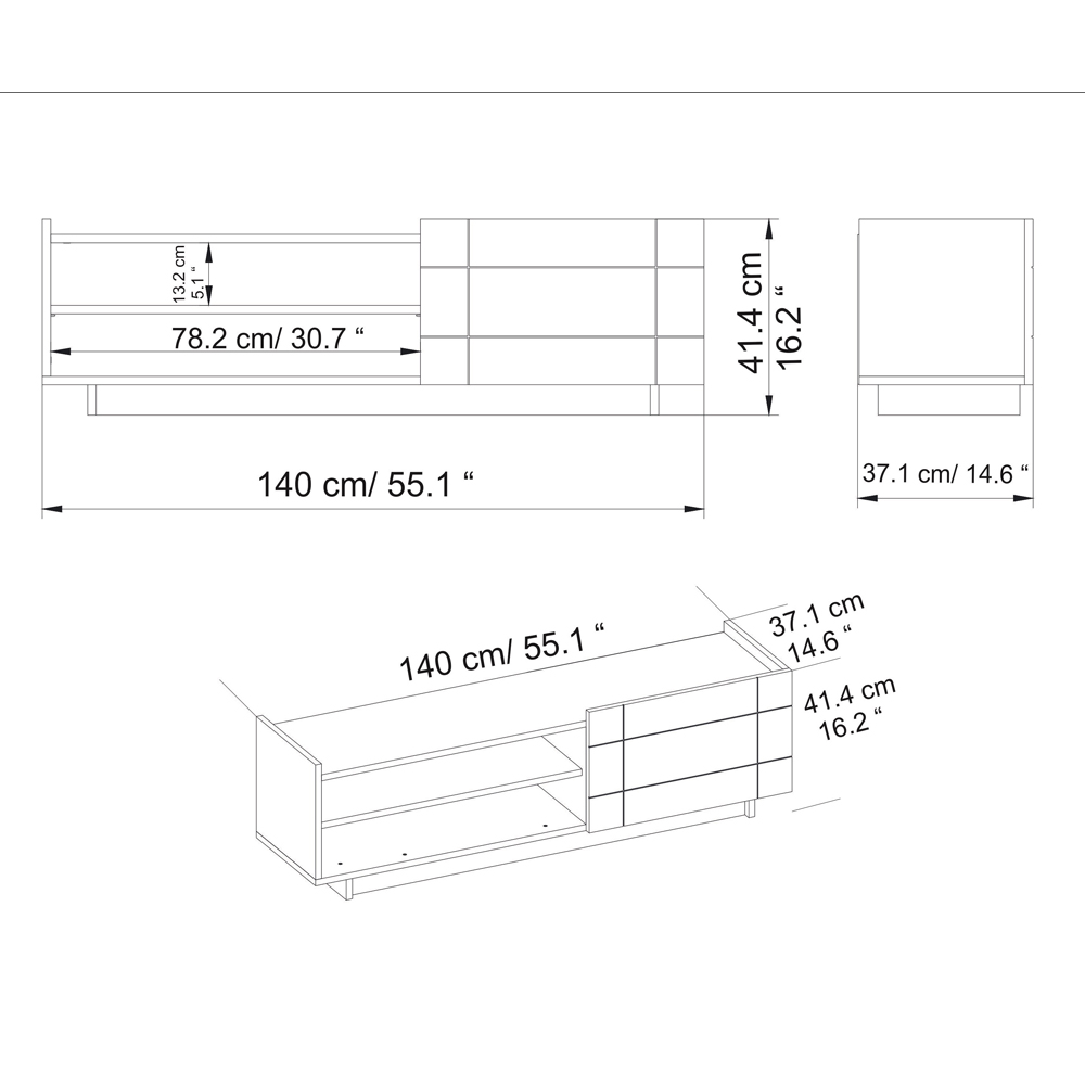 Decorotika Valantina Single Door 2 Shelf Black Marble Effect and Black TV Unit Image 6