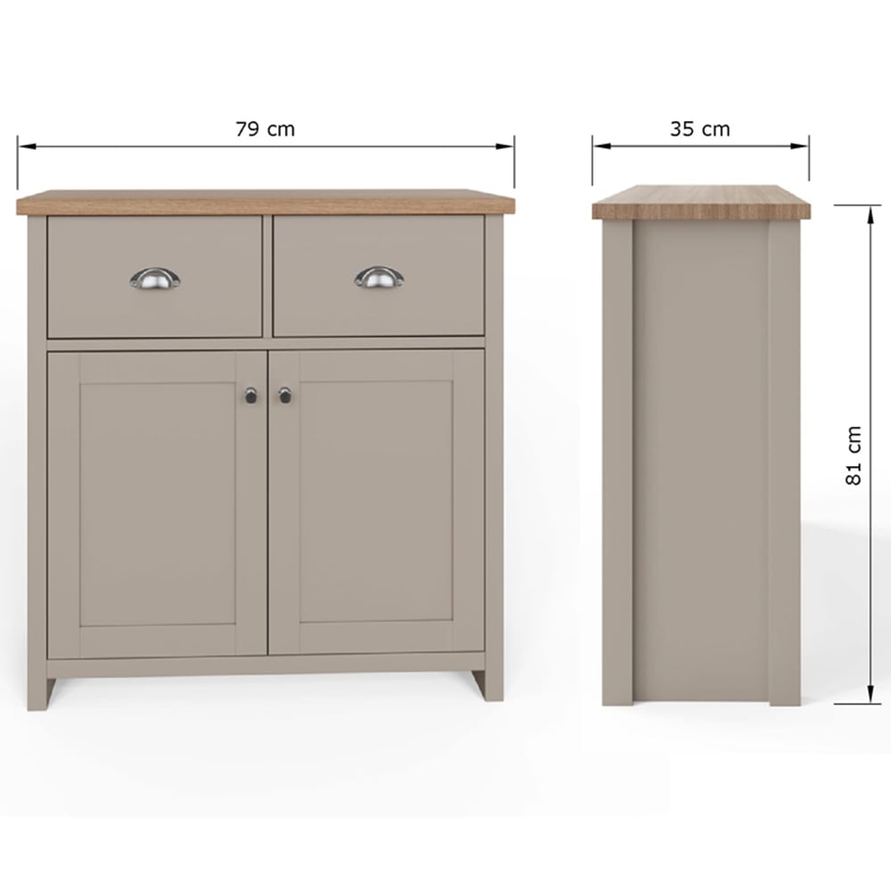 GFW Lancaster 2 Door 2 Drawer Grey Compact Sideboard Image 9