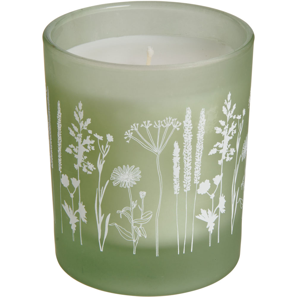 Wilko Small Green Frosted Floral Candle Image 1