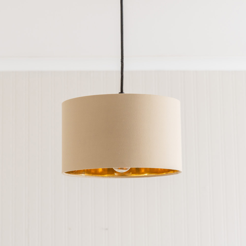 ValueLights Reni Natural and Gold Inner Drum Ceiling Lamp Shade 25cm Image 2