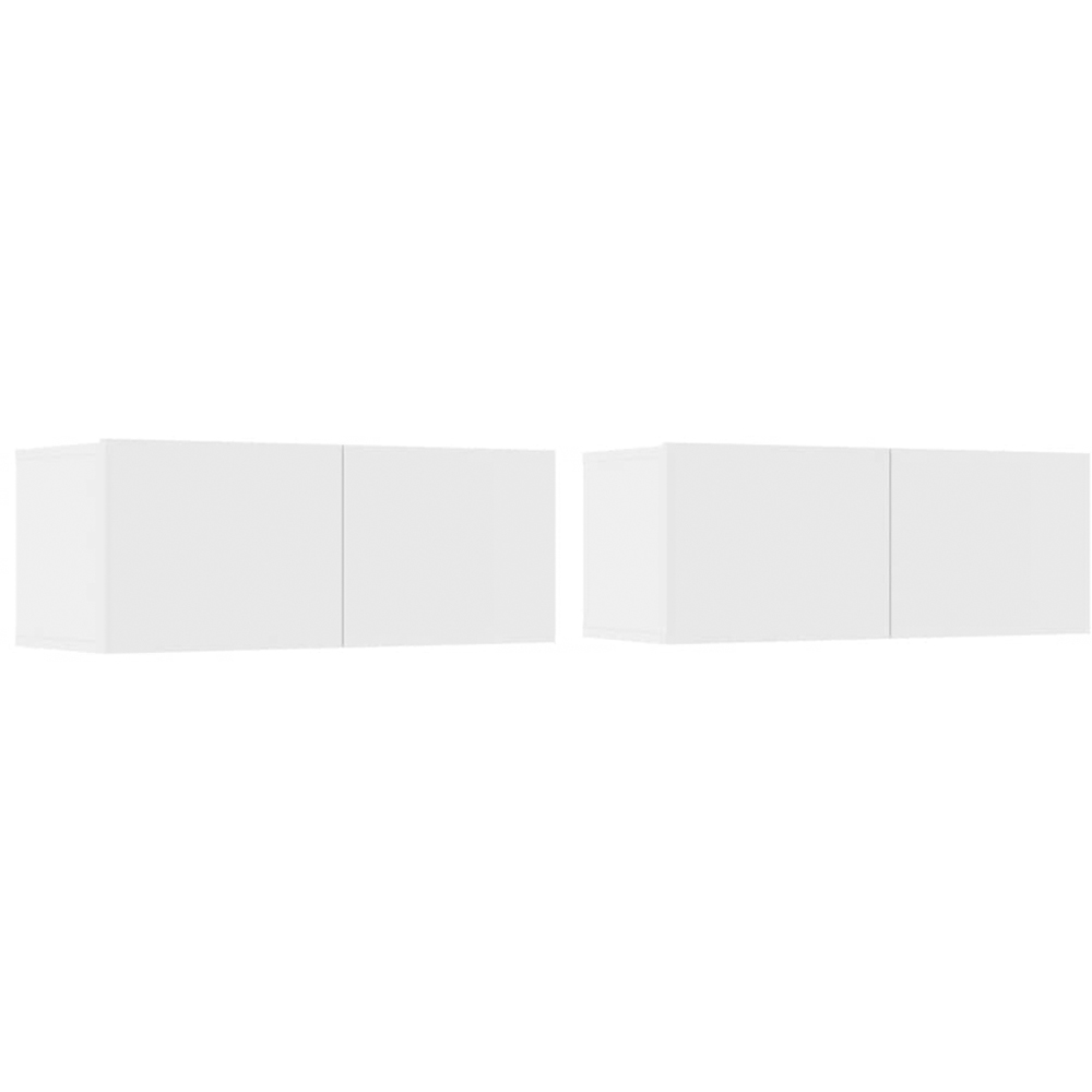 vidaXL 2 Door White Wall Mounted TV Cabinet Set of 2 Image 2