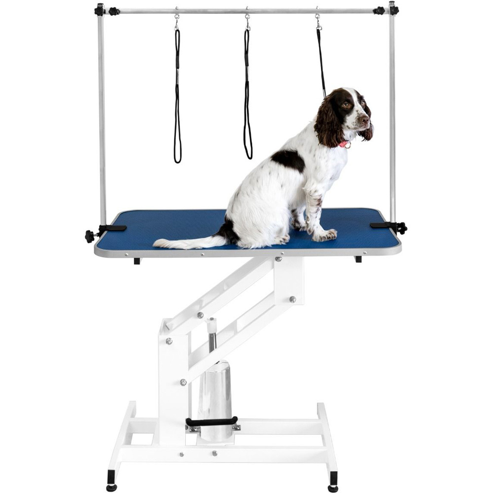 Petnamic Hydraulic White and Blue Top Dog Grooming Table Image 6