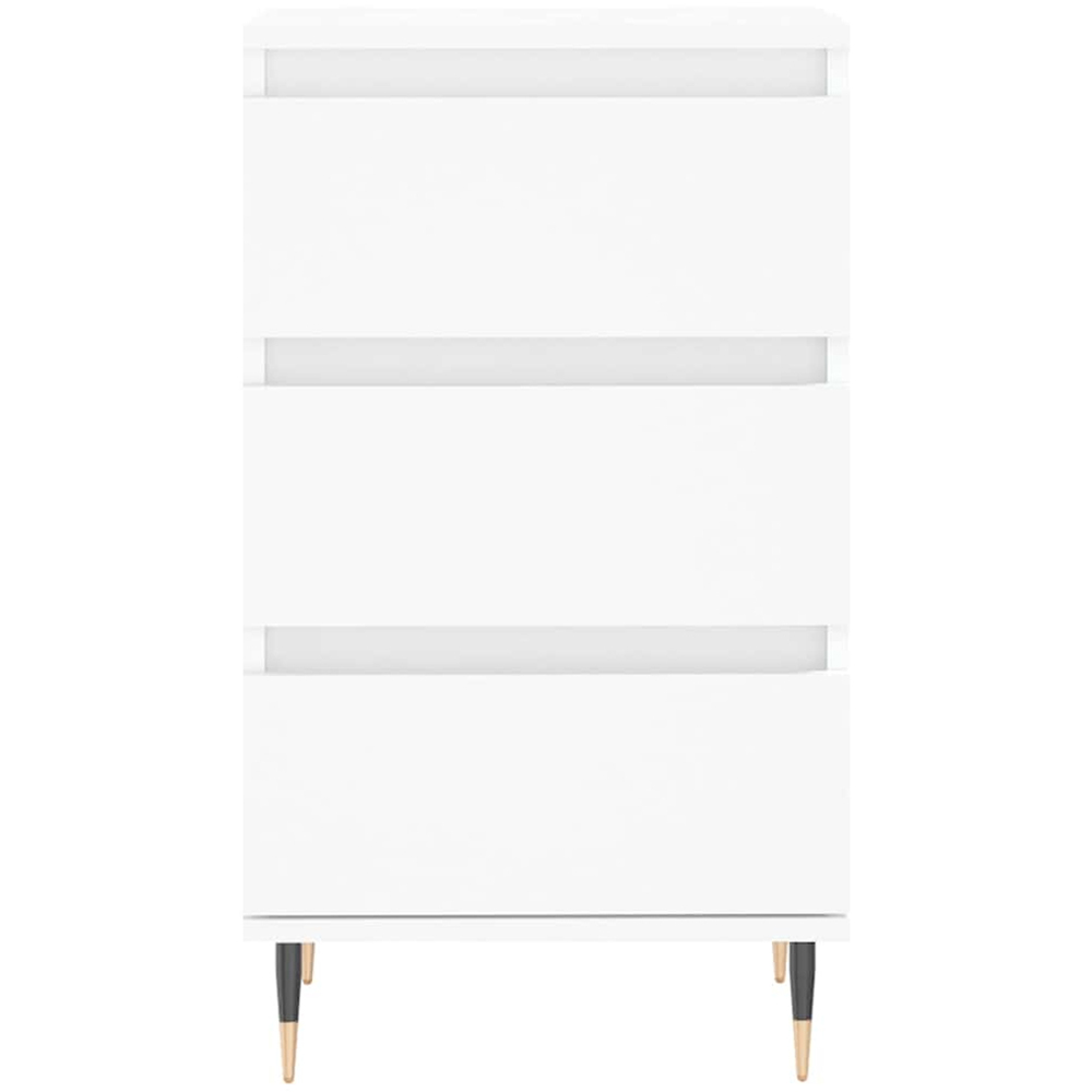 vidaXL 3 Drawer White Sideboard with Metal Legs Image 5