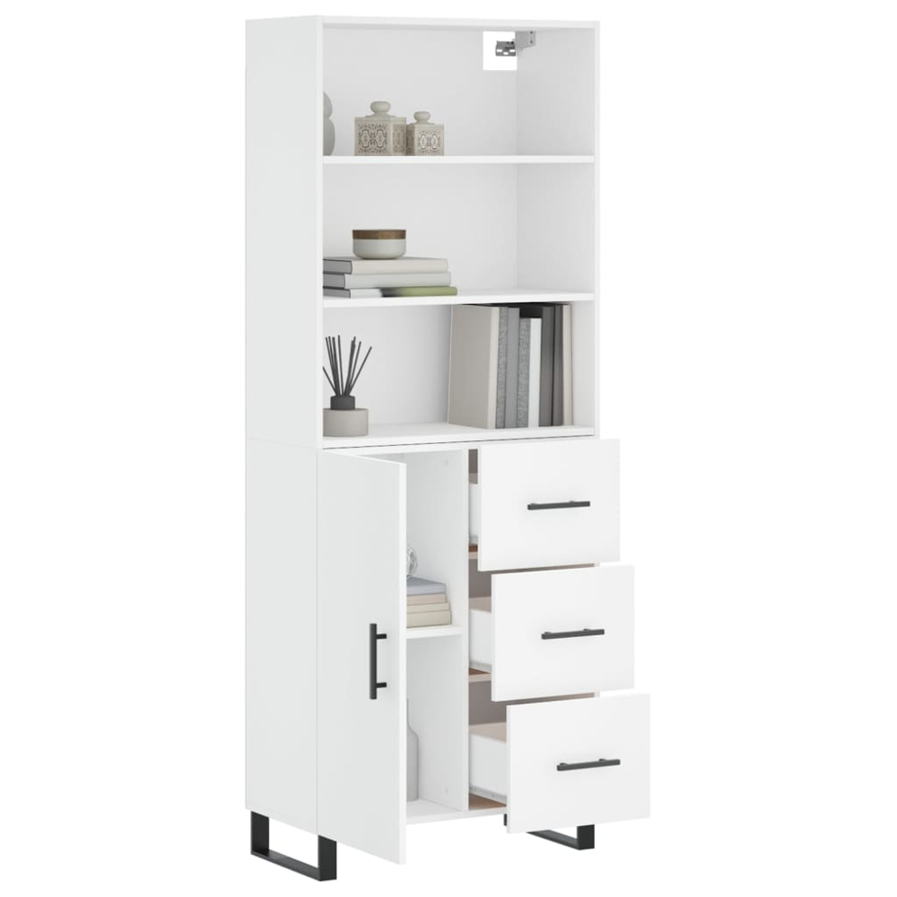vidaXL Single Door 3 Drawer 3 Shelf White Highboard Image 3