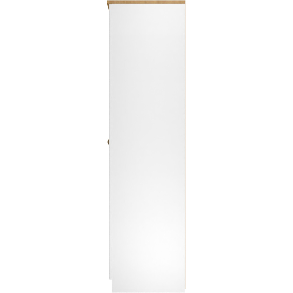 Crowndale Warwick 4 Door White Ash and Modern Oak Mirror Wardrobe Ready Assembled Image 3