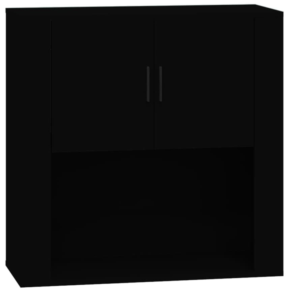 vidaXL 2 Door Single Open Shelf Black Wall Mounted Cabinet Image 2