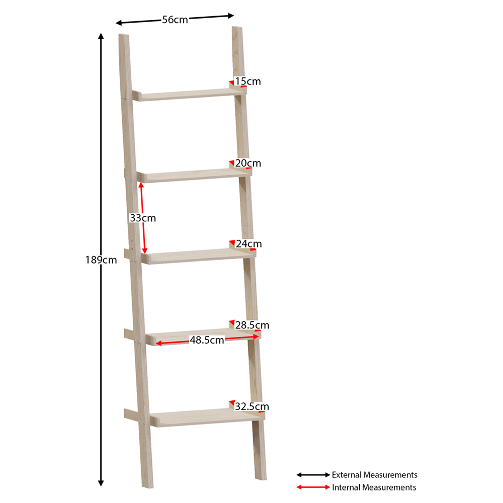 Vida Designs York 5 Shelf Pine Ladder Bookcase Image 7