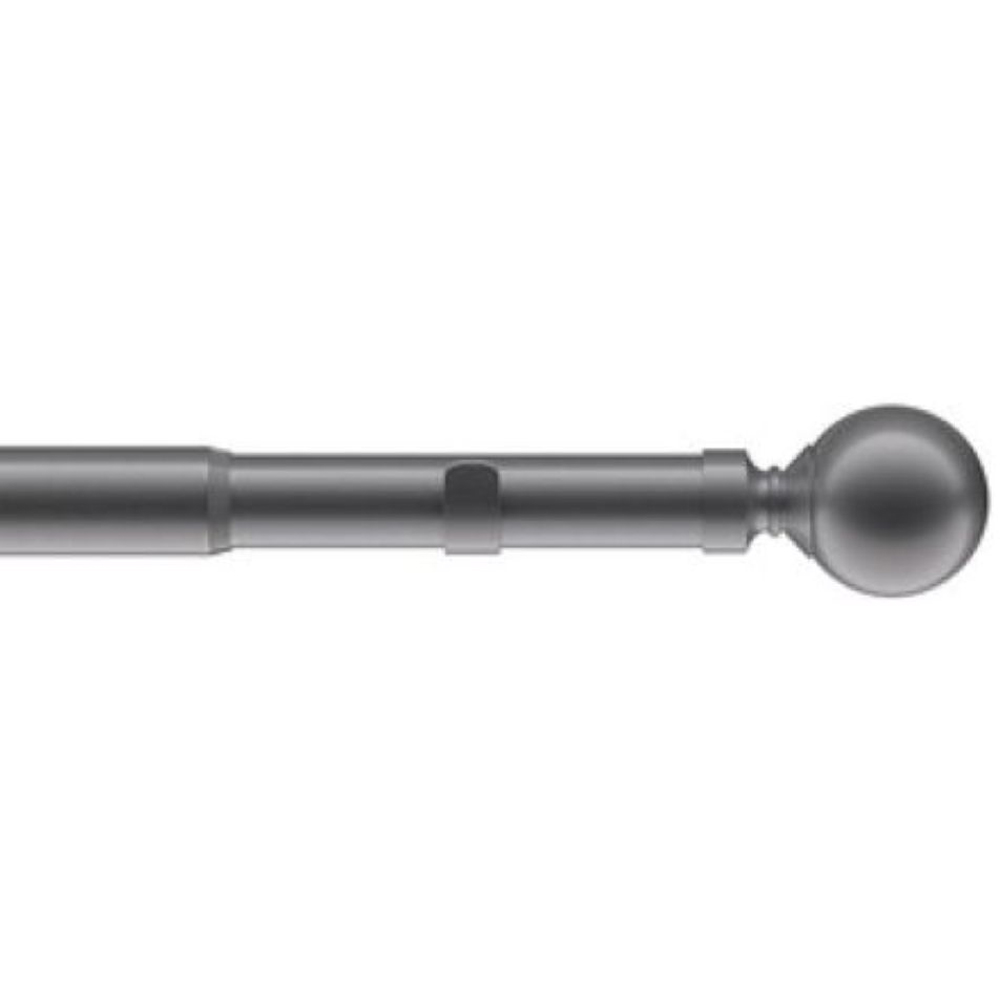 New Edge Blinds 120-210cm Extendable Charcoal Ball End Eyelet Metal Curtain Pole Set Image 1