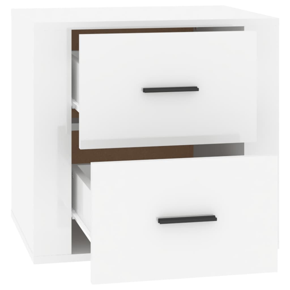 vidaXL 2 Drawer High Gloss White Bedside Cabinet Image 7