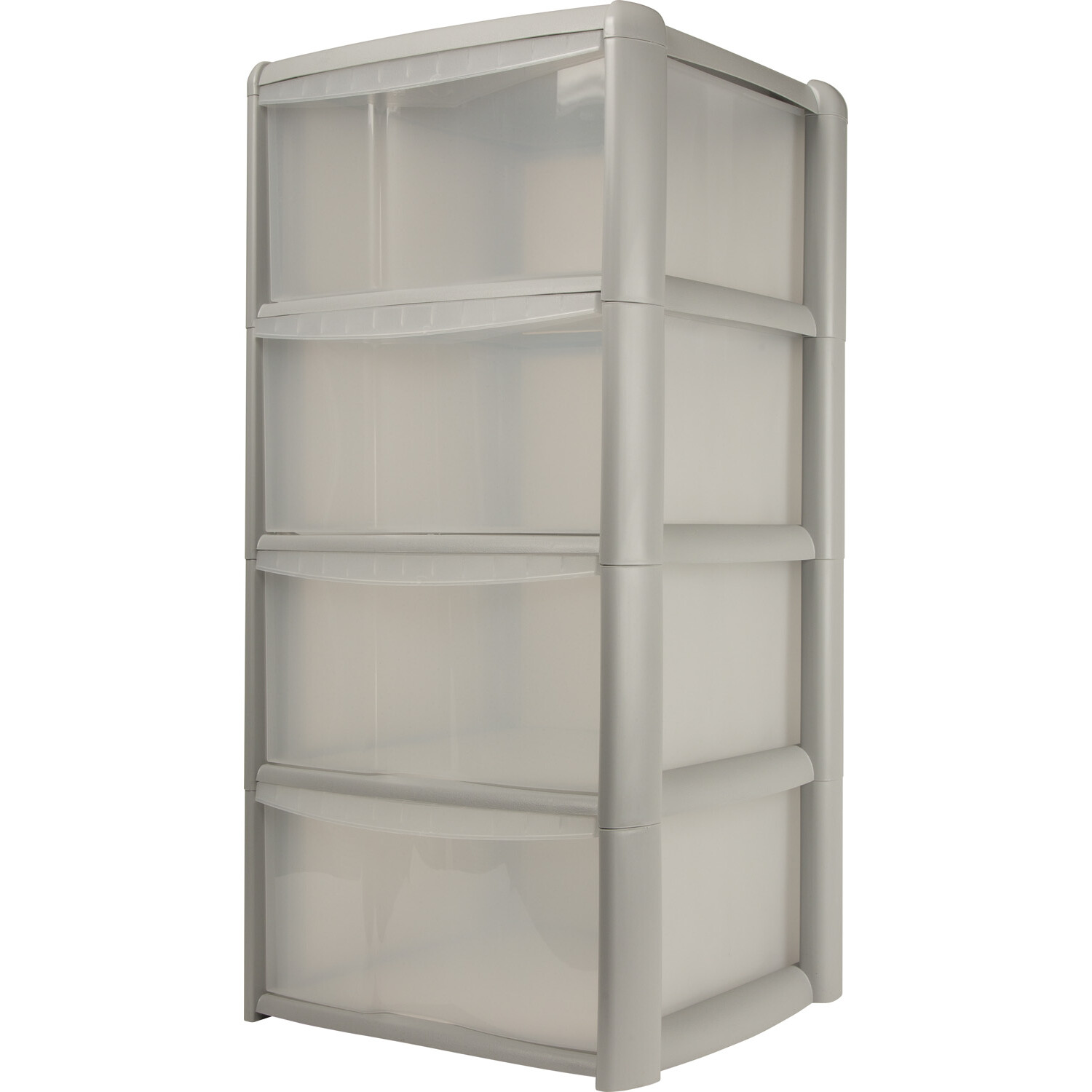 Grey 4 Drawer Tower Storage Unit Image 1