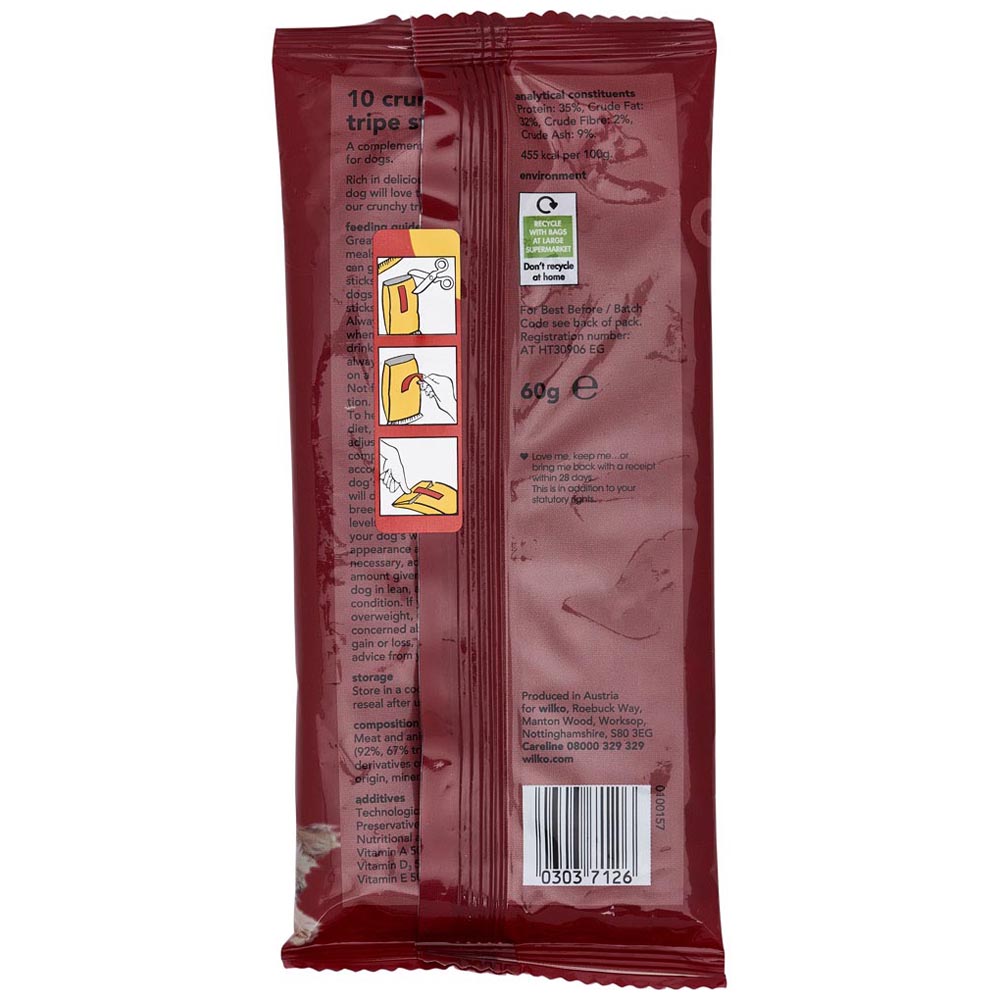 Wilko 10 pack Crunchy Tripe Sticks Dog Treats Image 2