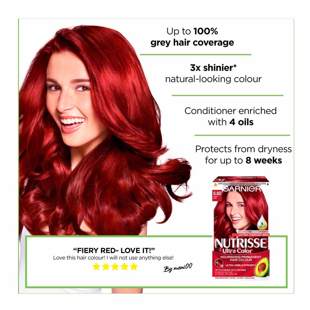 Garnier Nutrisse Ultra Fiery Red Permanent Hair Dye | Wilko Garnier Nutrisse Ultra Fiery Red Permanent Hair Dye | Wilko