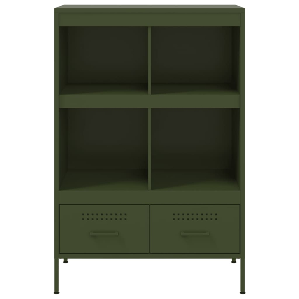 vidaXL 2 Drawer 4 Shelf Green Cold-Rolled Steel Highboard Image 6