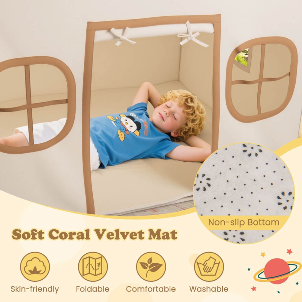 Costway Beige Indoor Kids Playhouse Tent Image 6