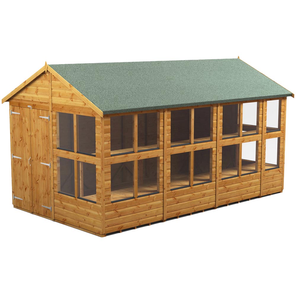 Power 14 x 8ft Apex Potting Shed with Double Doors Image 1