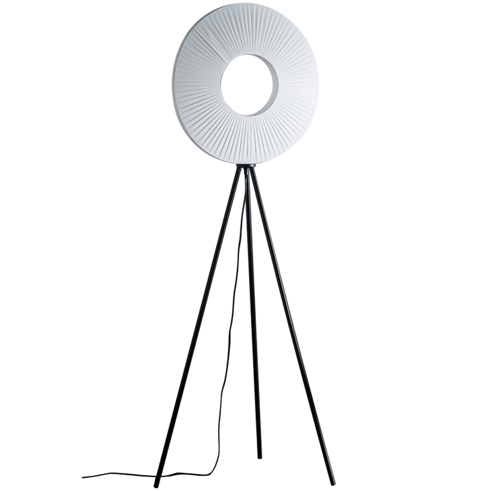 Kliving Riley White Shade Black LED Tripod Floor Lamp Image 1