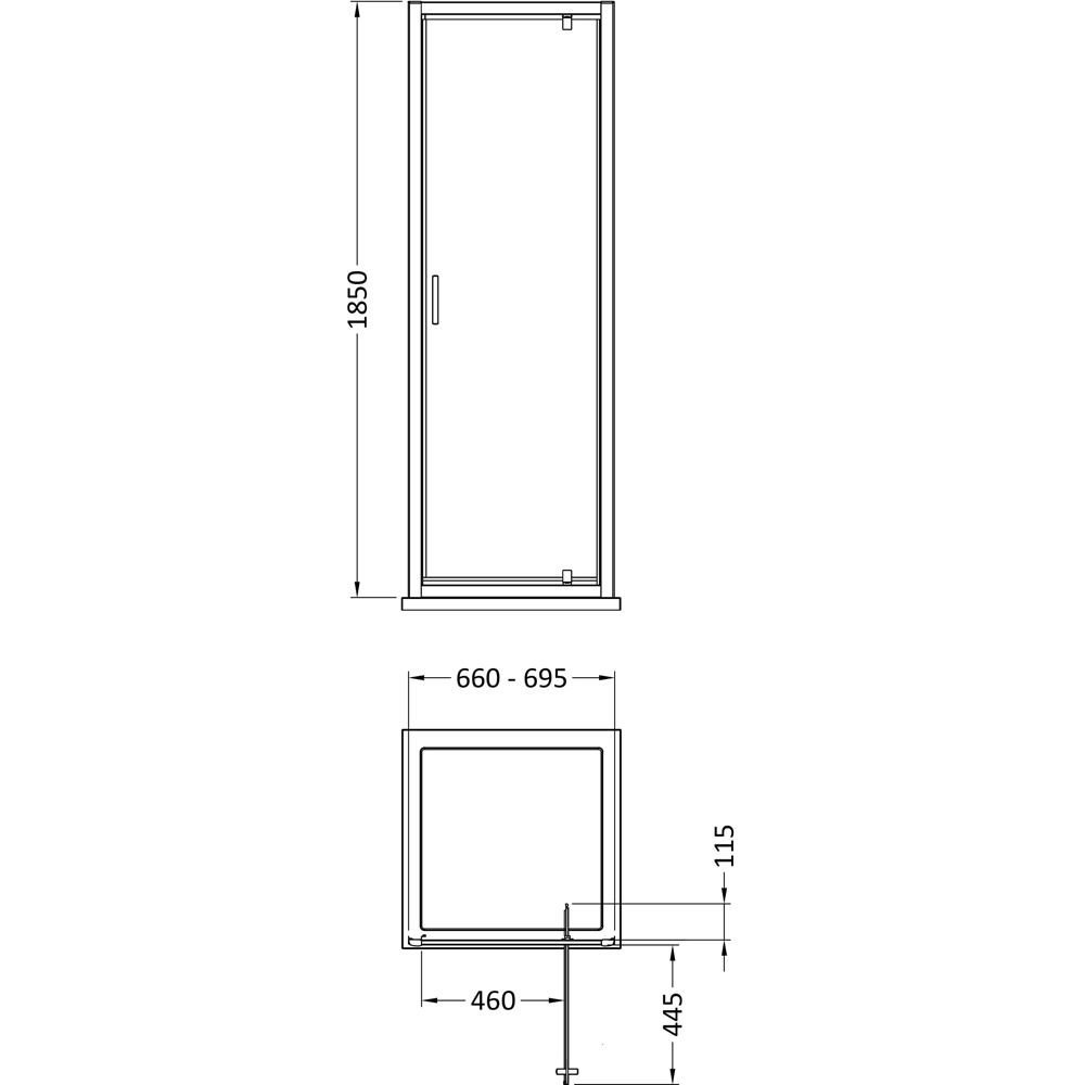 nuie Chrome Pivot Shower Door 700mm Image 2