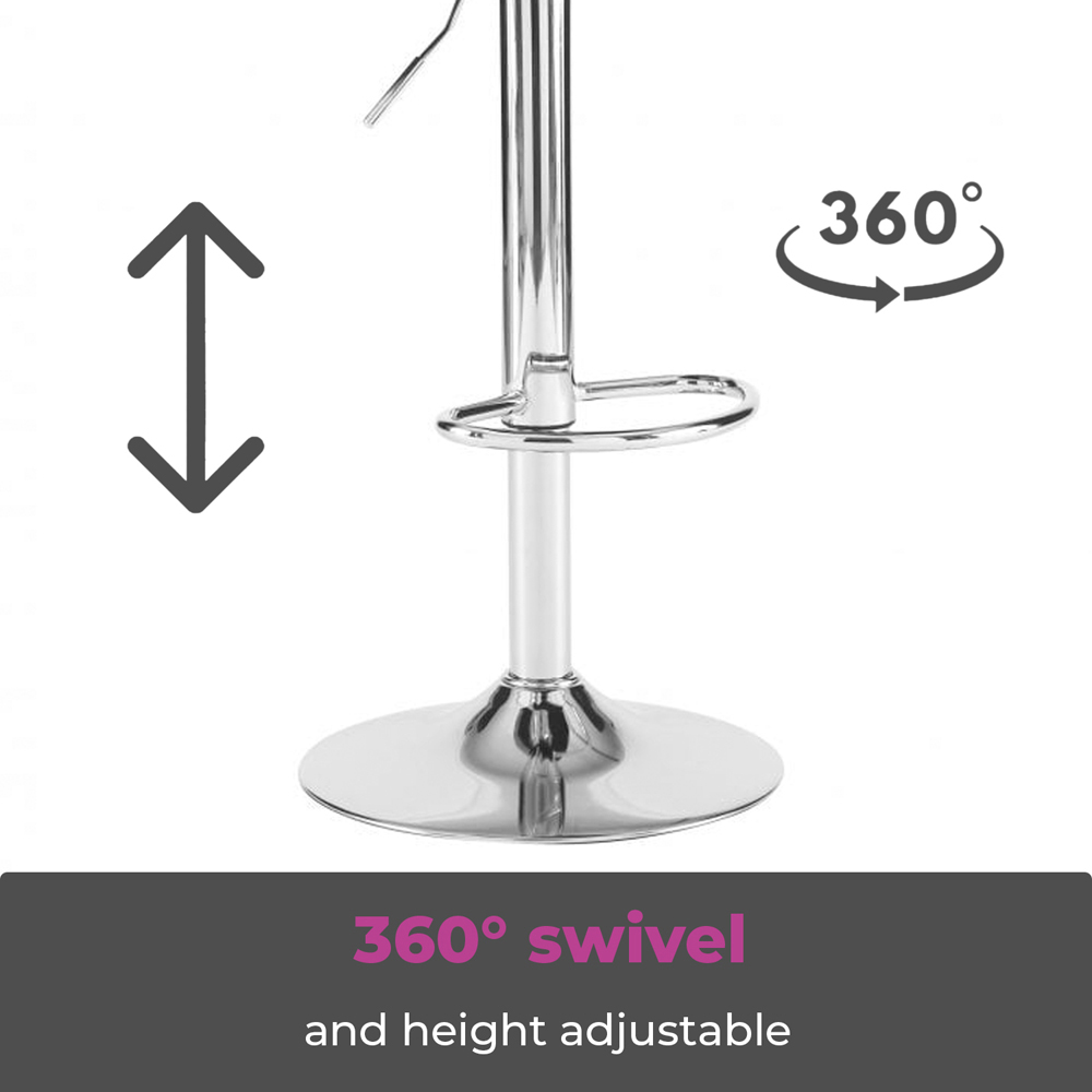 Neo Dark Grey and Chrome Faux Leather Swivel Bar Stool Set of 2 Image 5