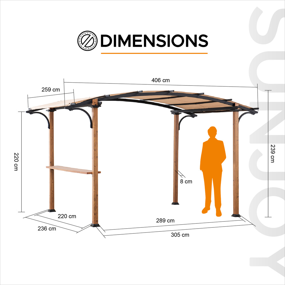 Sunjoy Skuta 4.06 x 2.59m Pergola Image 8