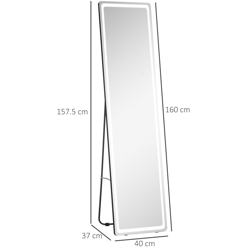 Portland Lighted Aluminium frame Full Length LED Floor Mirror 160 x 40cm Image 9