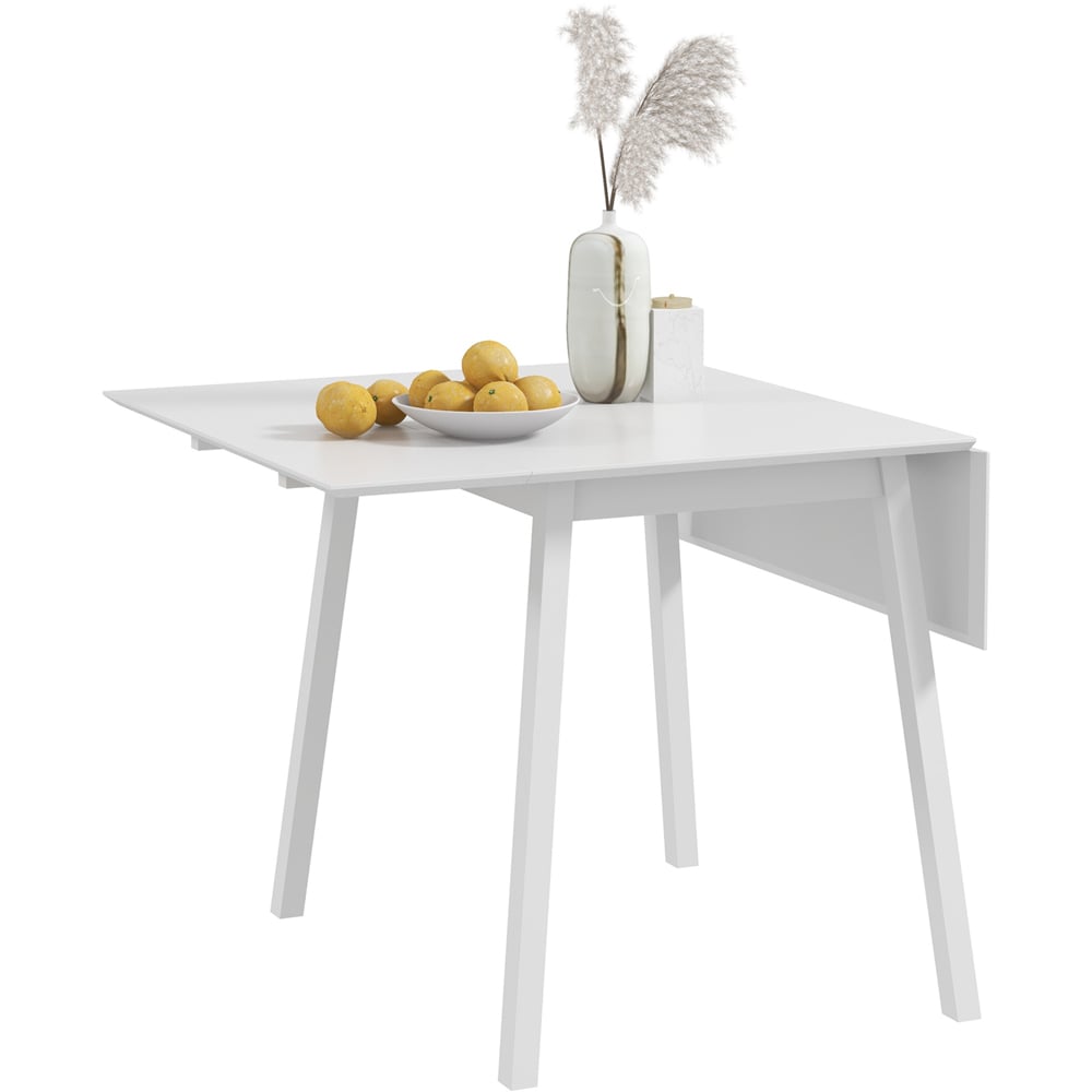 HOMCOM 4 Seater White Folding Drop Leaf Dining Table Image 2
