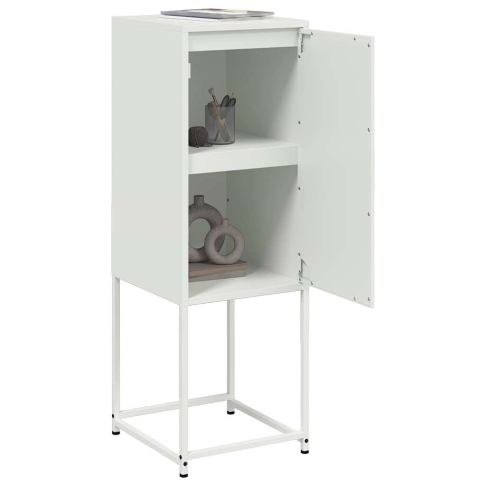 vidaXL Single Door White Steel Highboard Image 5