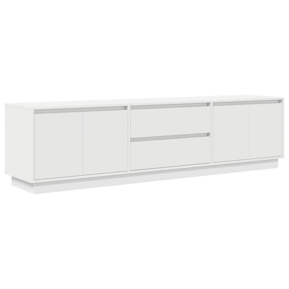 vidaXL 4 Door 2 Drawer White LED TV Cabinet Image 2
