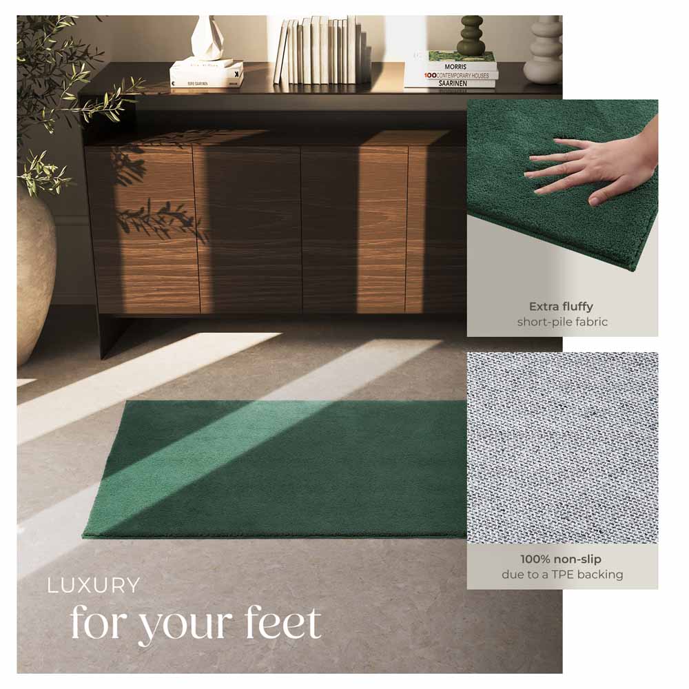 tectake Zonelle Green Short Pile Ultra Soft Rug 150 x 80cm Image 4