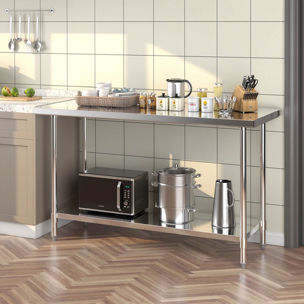 Costway Single Shelf Stainless Steel Workstation Image 2