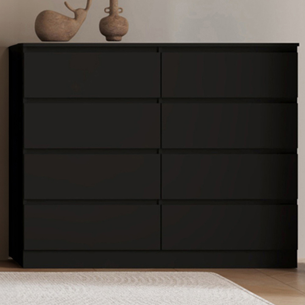 Seconique Malvern 8 Drawer Black Chest of Drawers Image 1