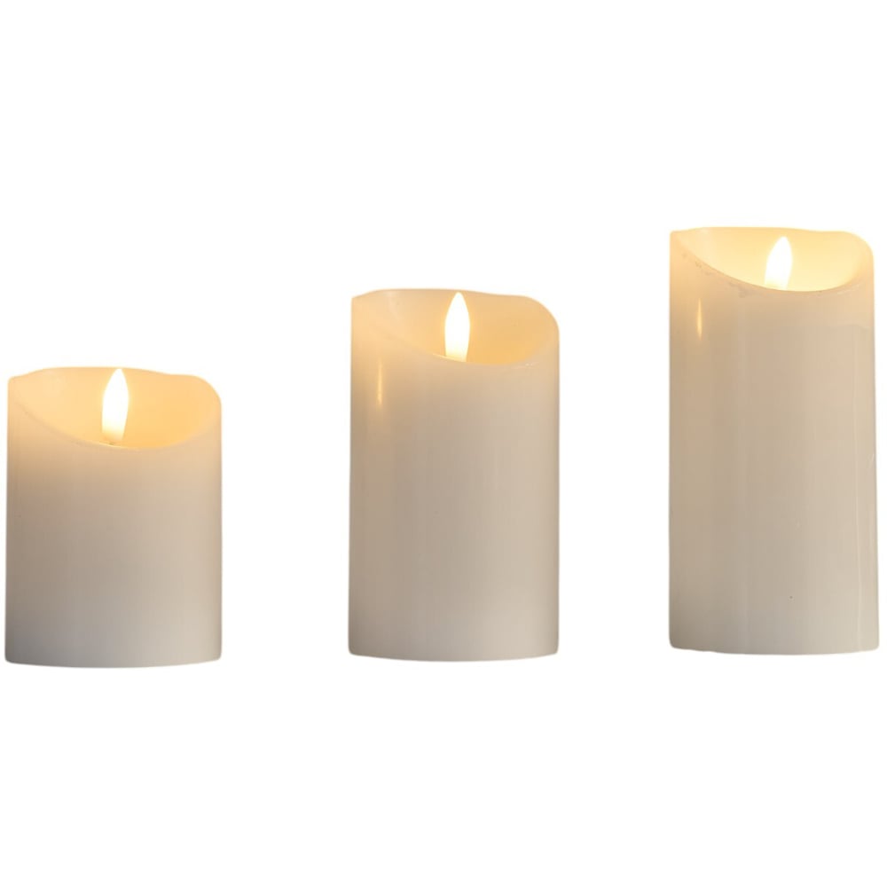 Set of 3 Suede LED Scented Candles White Image 1