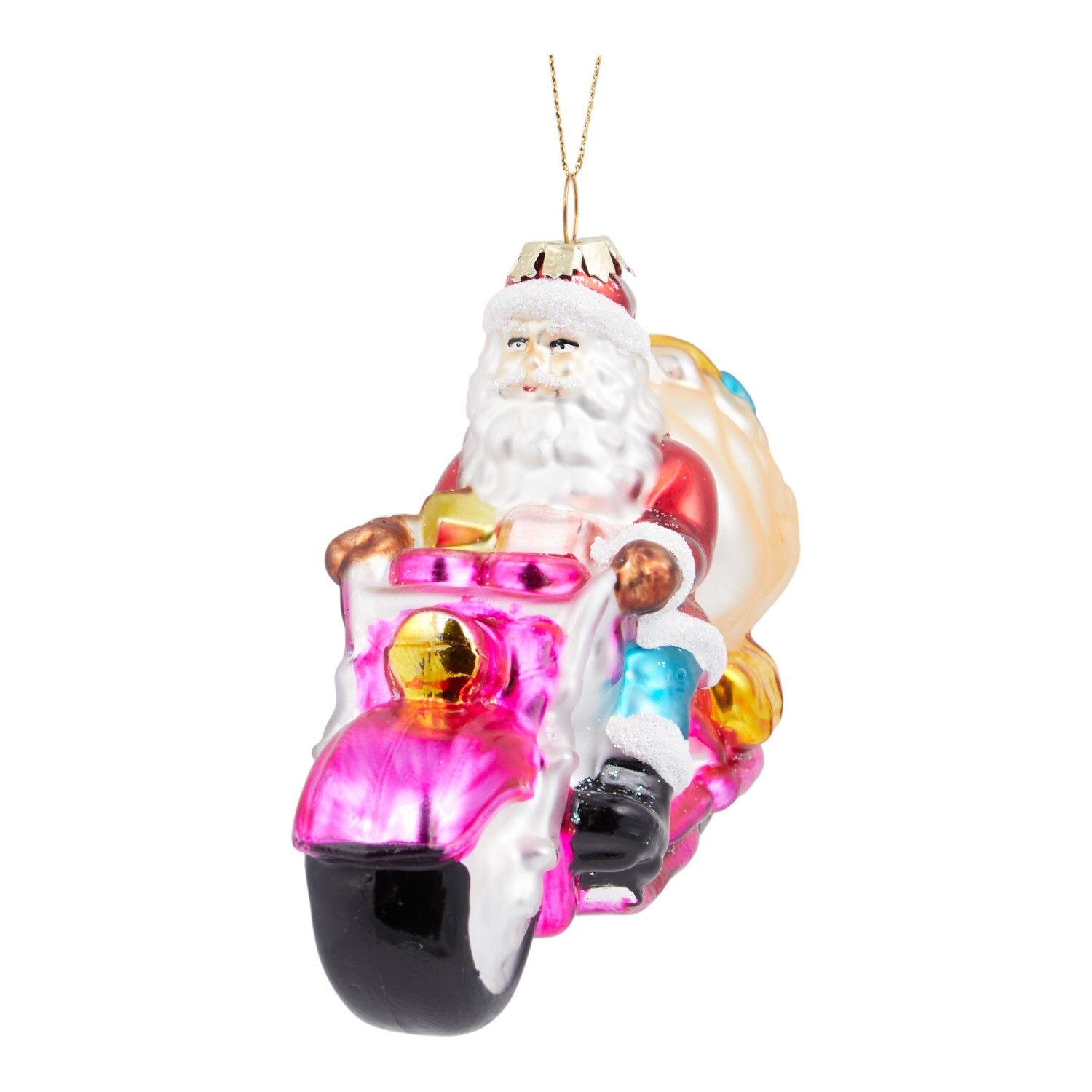 Santa Riding Motorbike Hanging Decoration Image 1