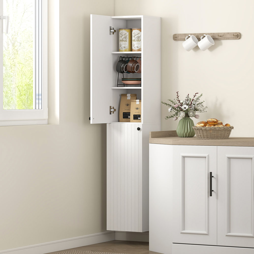 HOMCOM 2 Door White Wall Mounted Slim Bathroom Storage Cabinet Image 8