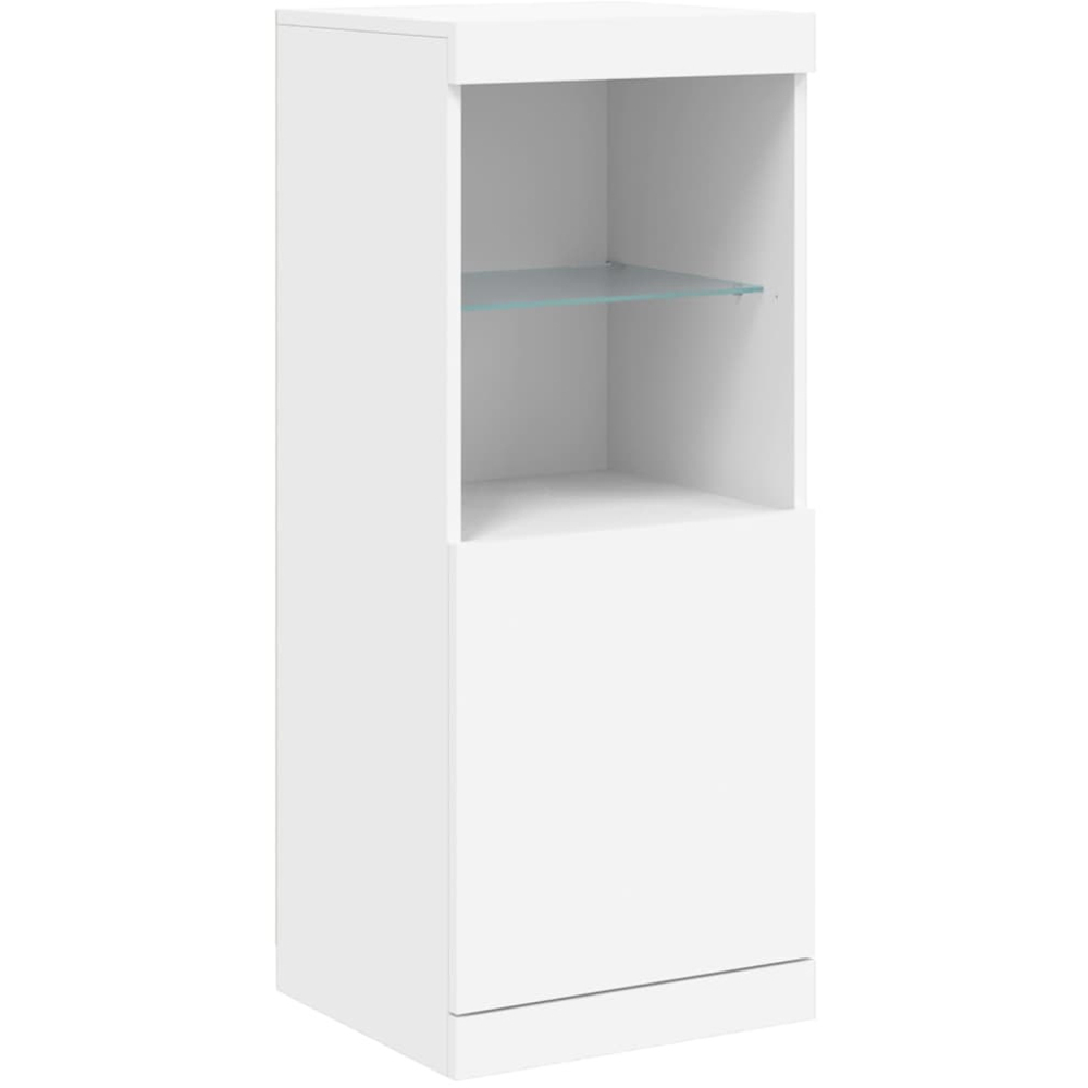 vidaXL Single Door 2 Shelf White LED Sideboard Image 2