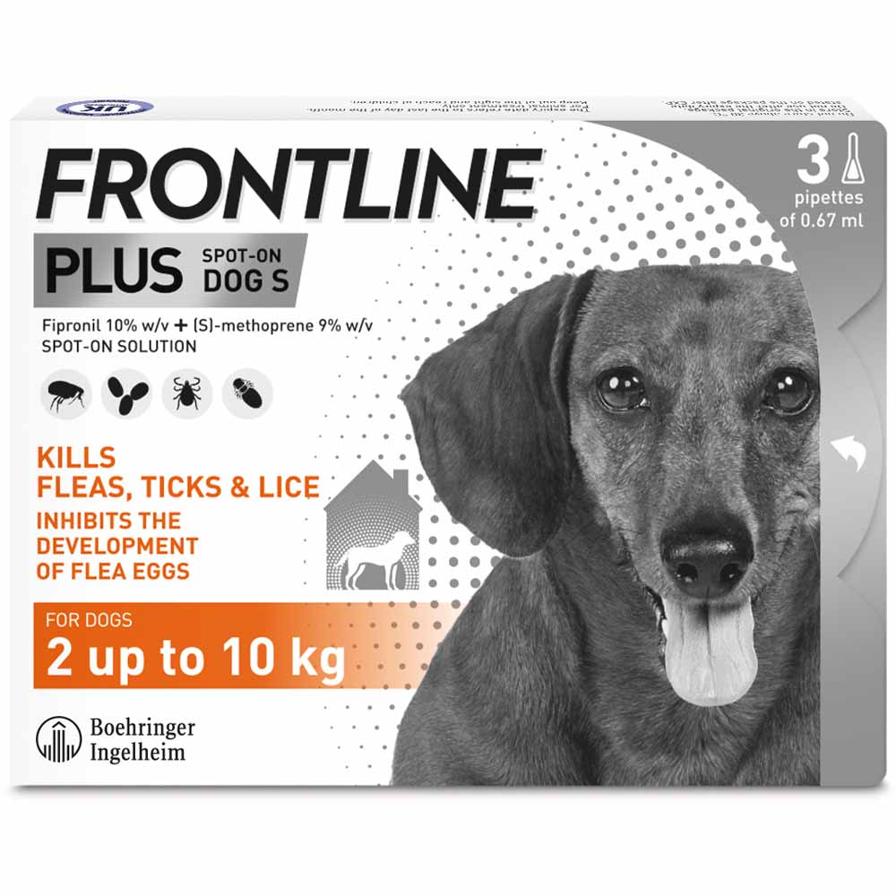 Frontline Plus Flea, Tick & Flea Eggs Small Dog Breed 2-10kg 3 pack Image 1