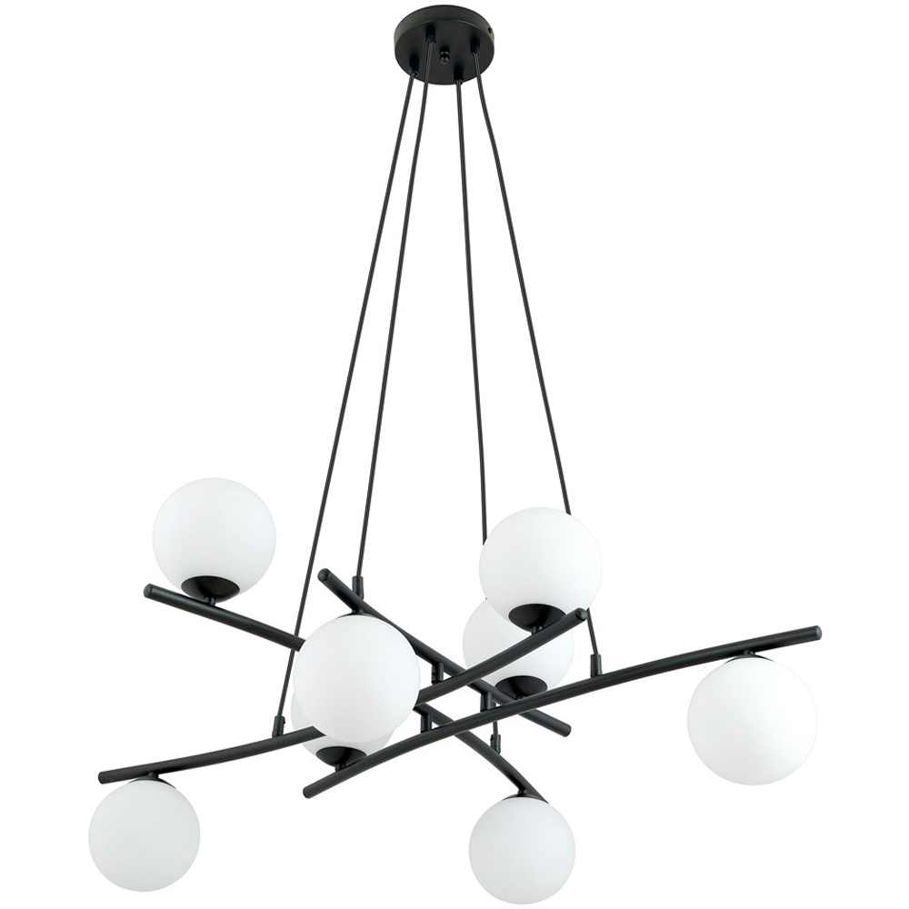 Emibig Essa 8 Light White Shade Black E14 Ceiling Pendant Light Image 1