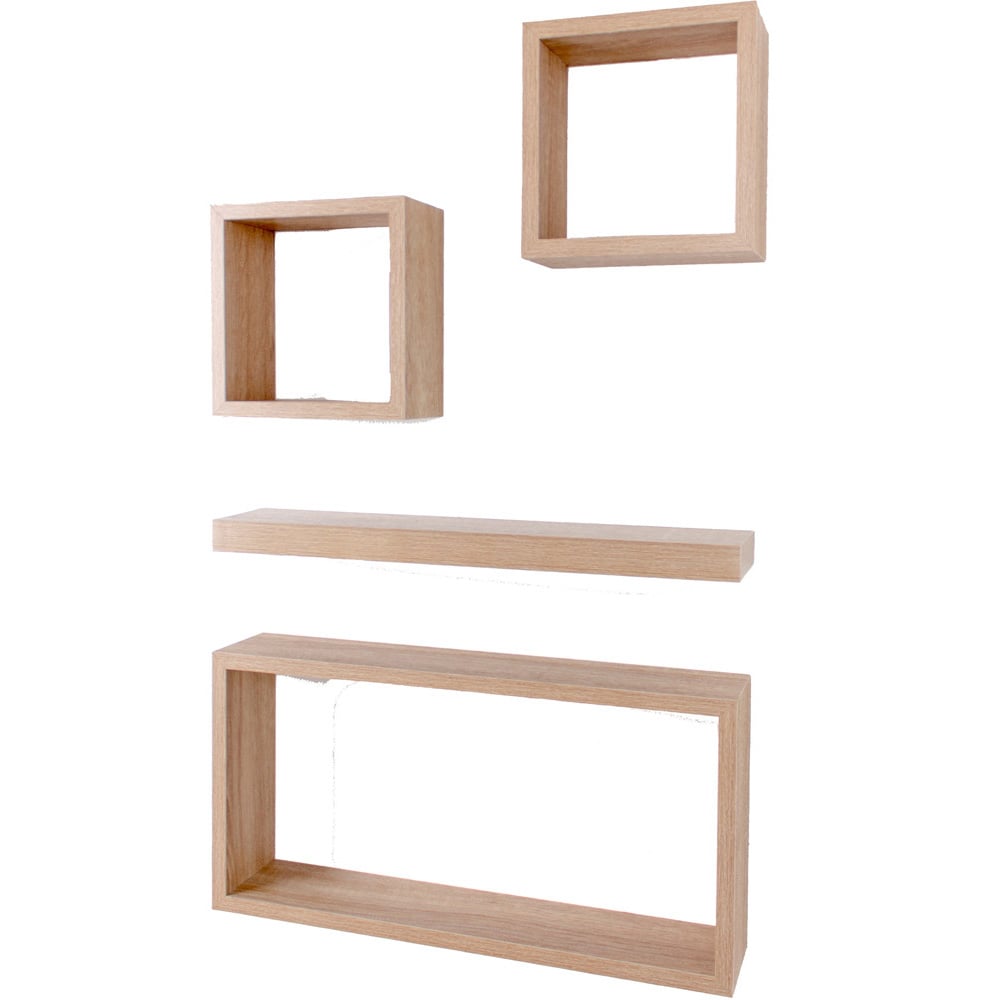 Core Products Hudson Oak Effect Wall Shelf 4 Piece Image 2