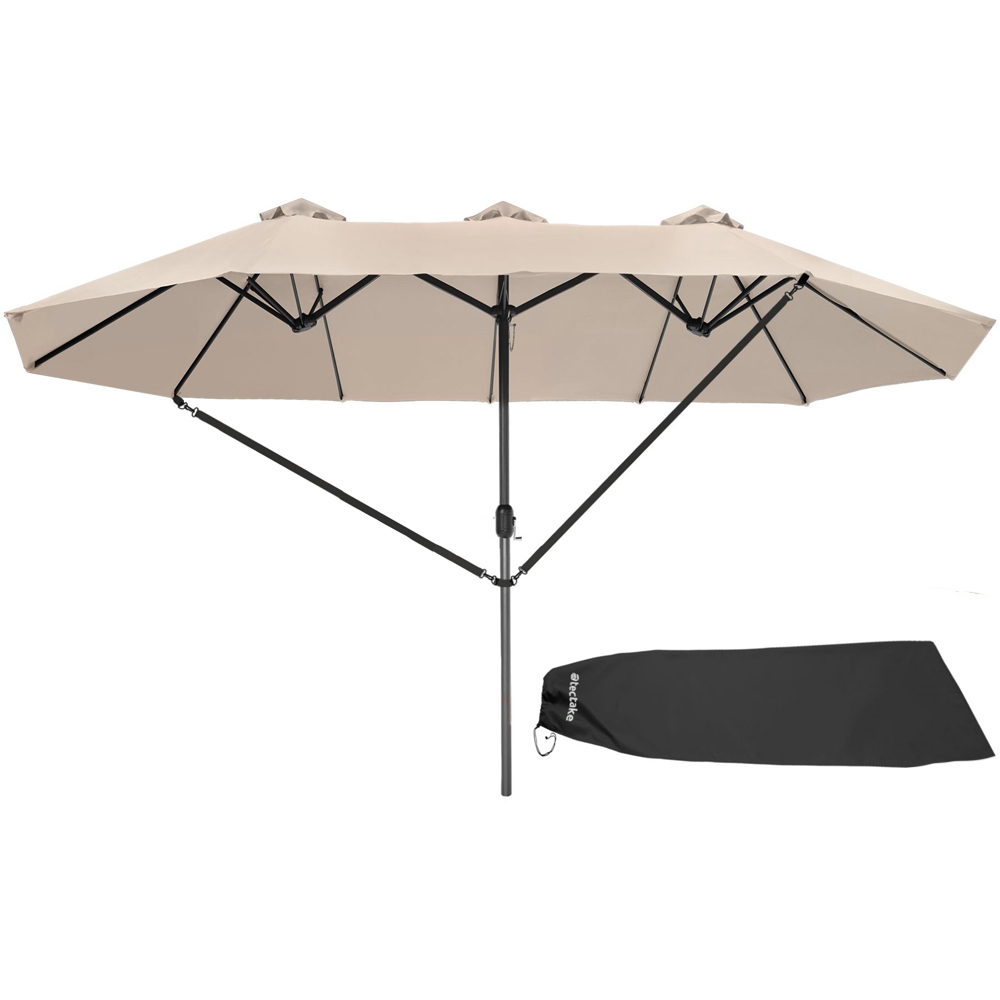 tectake Silia Beige Extra Wide Parasol 4.6 x 2.7m Image 1