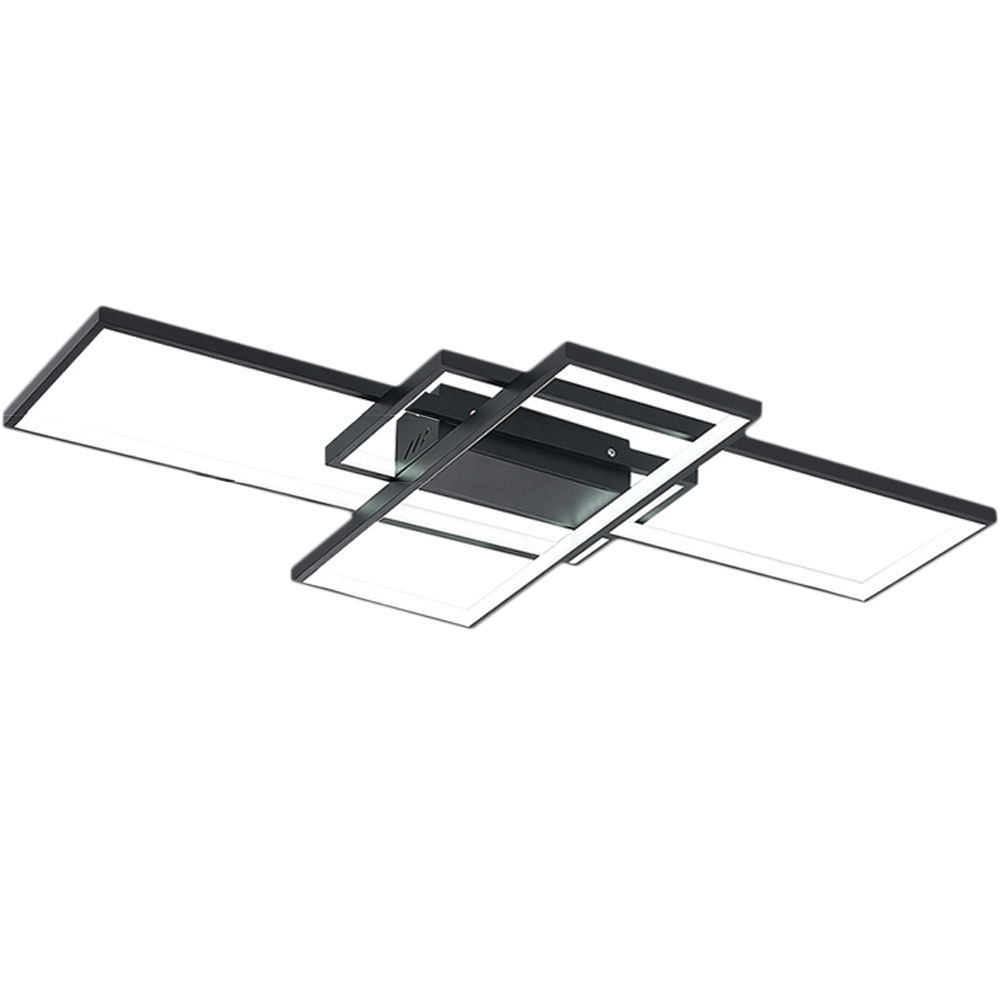 Living and Home 35 inch Black Rectangular Semi-Flush Dimming Ceiling Light with Remote Image 1