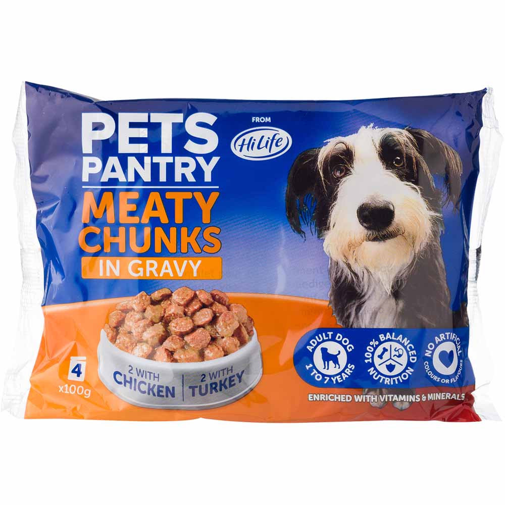HiLife Pets Pantry Meat and Gravy Dog Food Pouch 4x100g Wilko