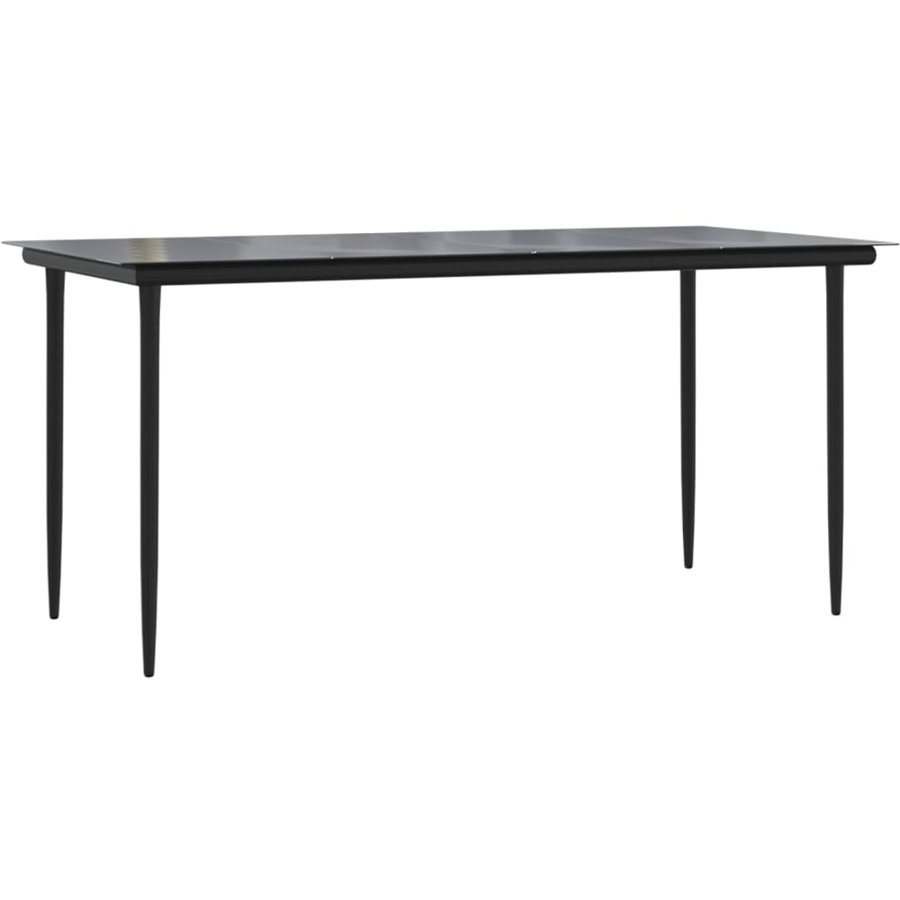 vidaXL 6 Seater Black Powder Coated Steel and Tempered Glass Dining Table Image 2