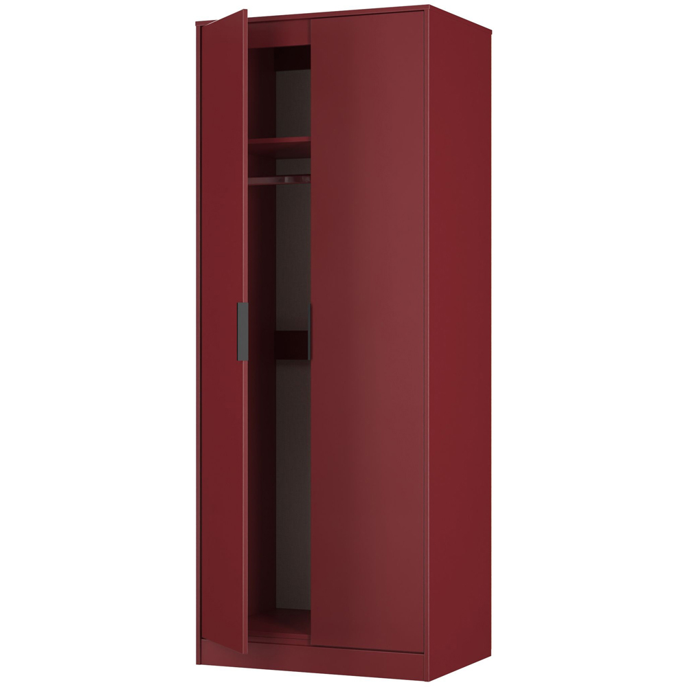 Crowndale Hong Kong 2 Door Red Matt Tall Wardrobe Ready Assembled Image 5