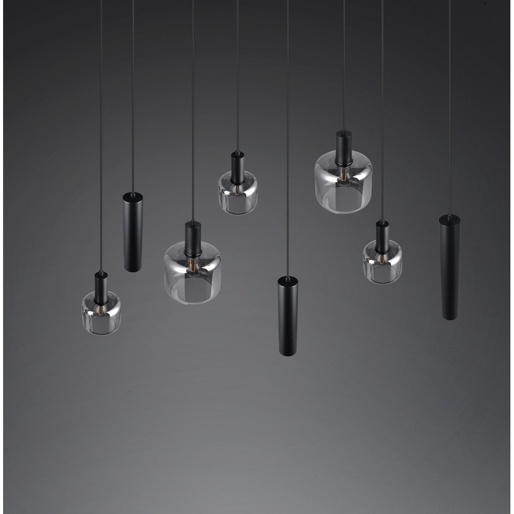 TRIO Mataro 8 Light Matt Black Ceiling Pendant Light Image 8