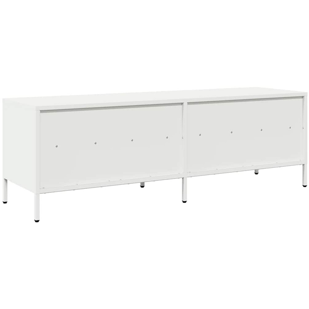 vidaXL 2 Drawer 2 Shelf White Steel Wide TV Cabinet Image 6