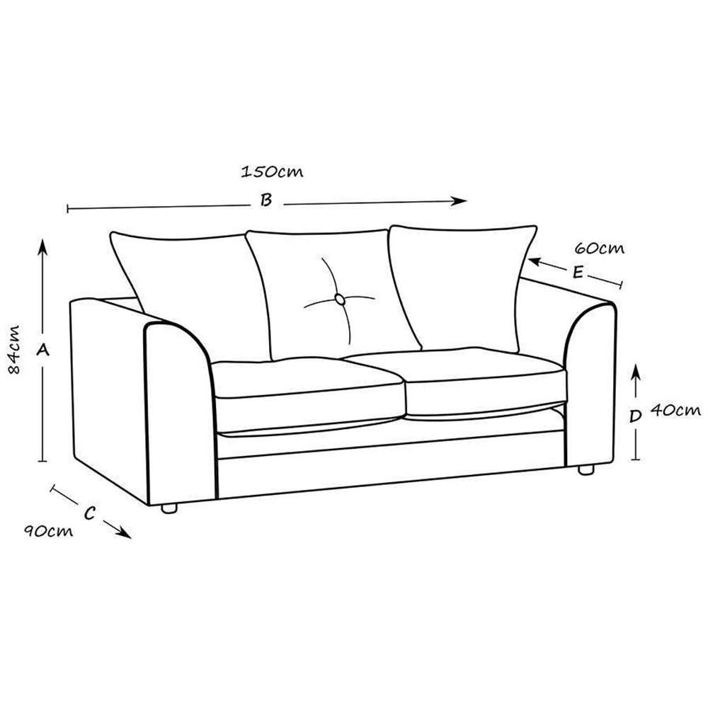 Portland Mirana Modern 2 Seater Black Crush Velvet Sofa Image 3